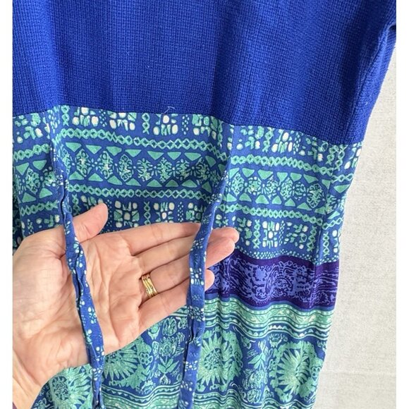 Vtg JSJ Petites Women Midi Dress Sz 12 Blue Linen Blend Short Sleeve 80 90s 92-5 - Picture 6 of 12